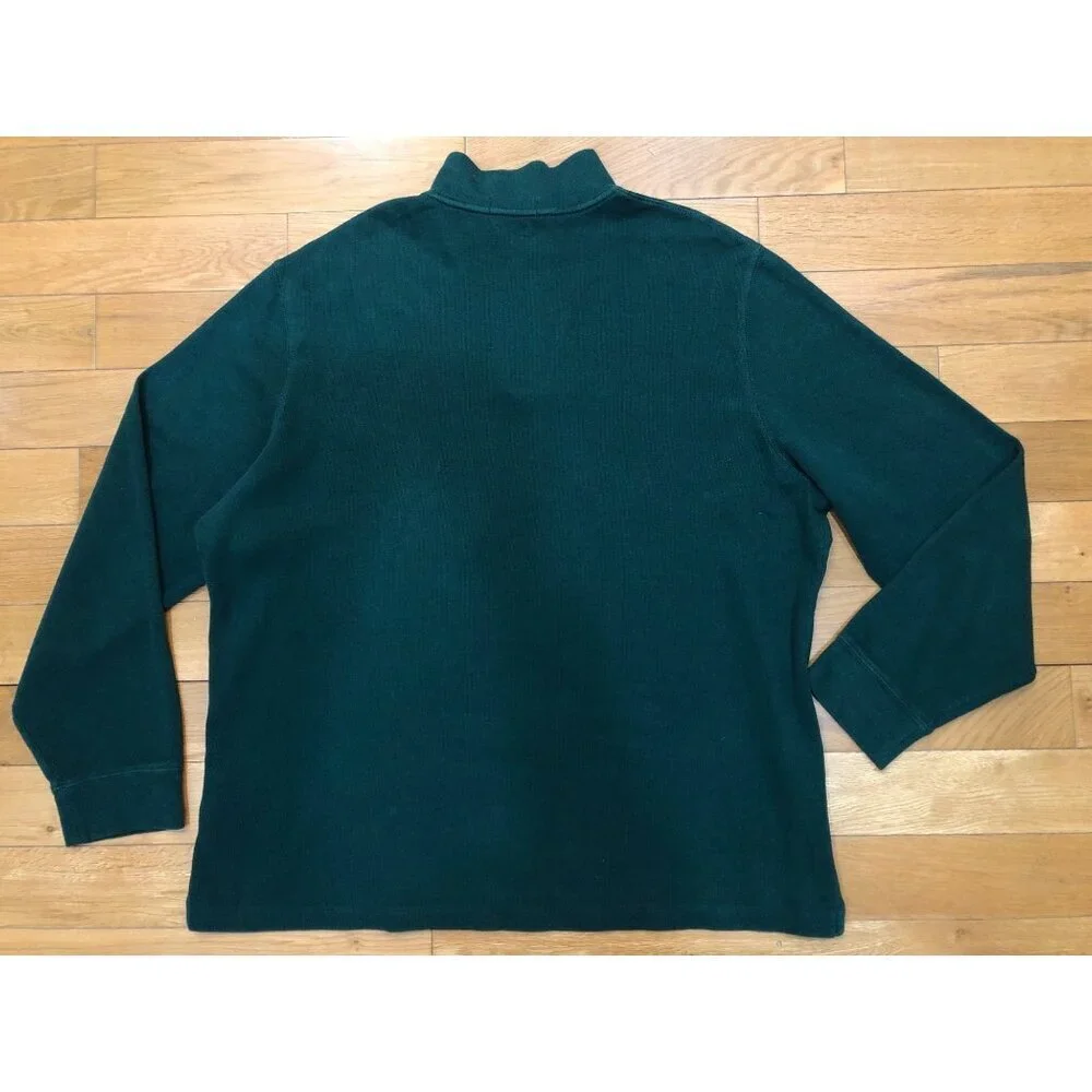 Polo Ralph Lauren Estate Rib 100% Cotton 1/4 Zip Mock Neck Green Pullover Sz XL